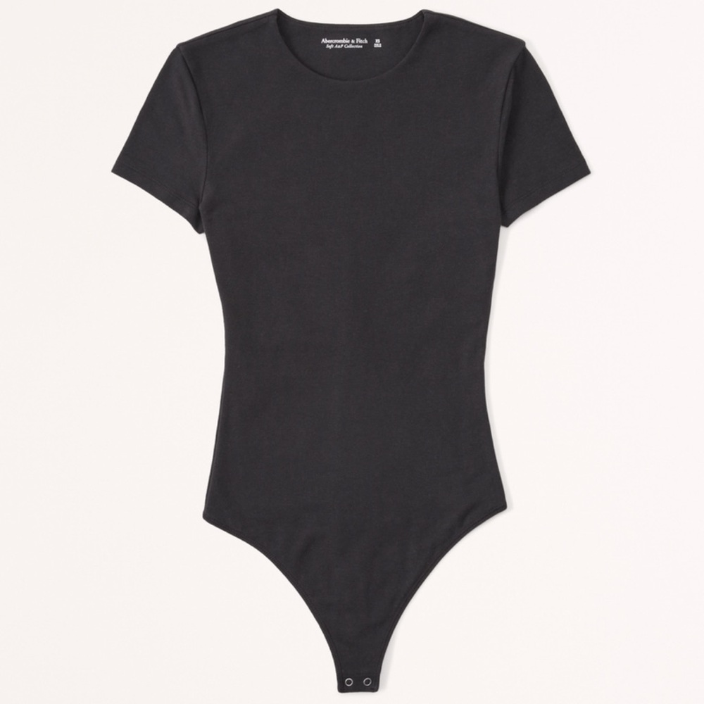 Abercrombie black short sleeve cotton-blend seamless fabric crew bodysuit